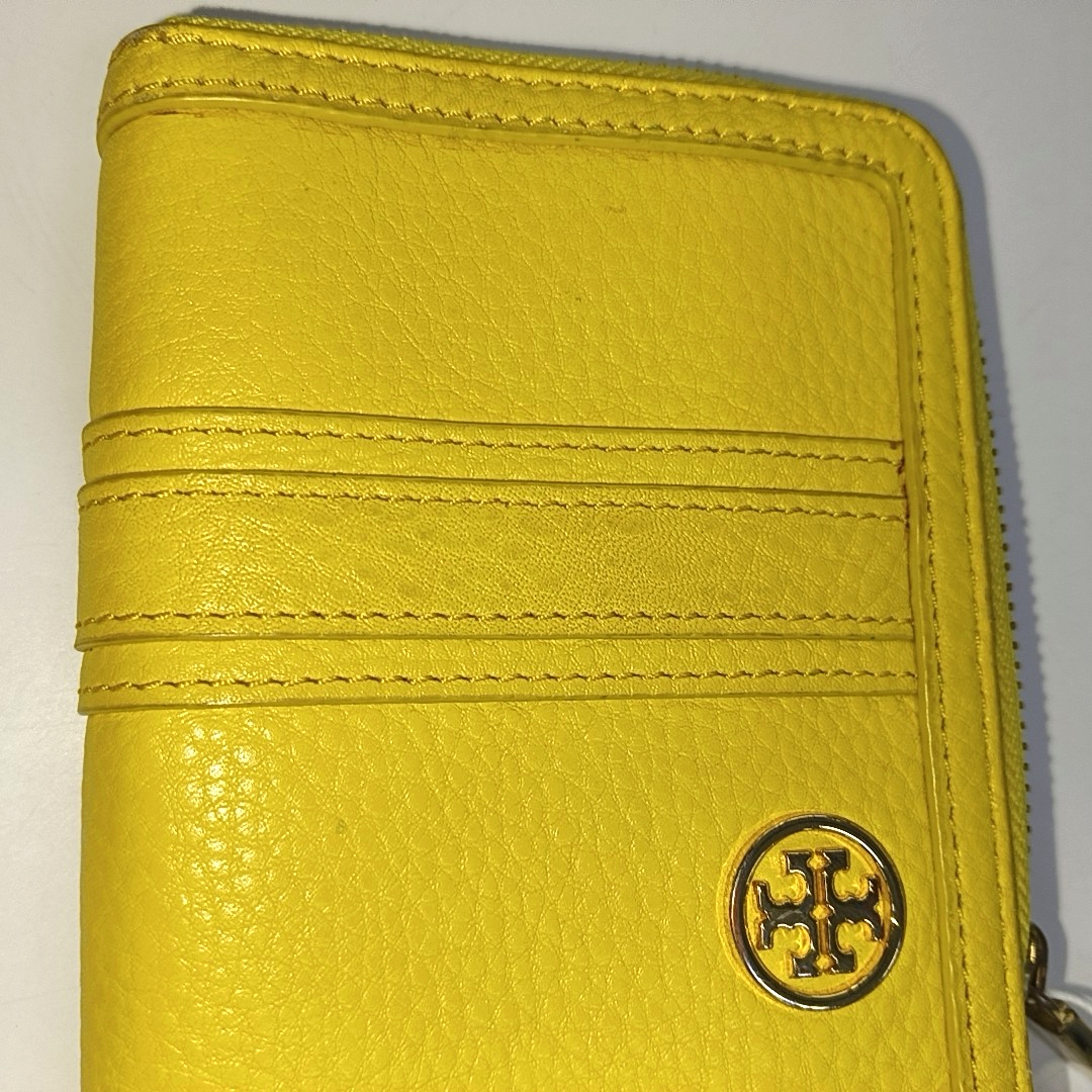 TORY BURCH Walker Yellow Leather Wallet Golden hardware-(SKU)-942221638