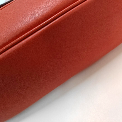 HERMÈS Berline National Red Swift Leather Quilted Shoulder Bag Crossbody Silver Hardware 🅁 Engraved Removable Strap-(SKU)-965269770