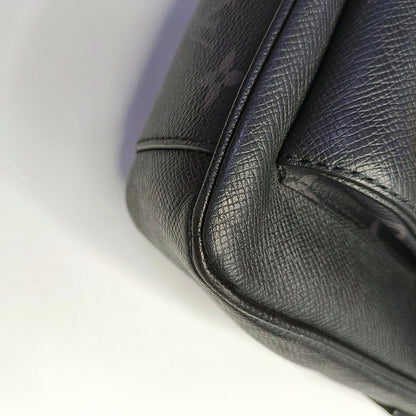 LOUIS VUITTON TAIGARAMA Black Coated Canvas Monogram Tote Shoulder Bag with Silver Hardware-(SKU)-965640486