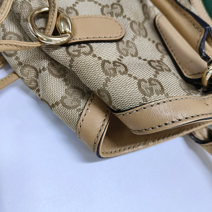 GUCCI Mayfair Khaki Canvas Monogrammed Fringe Handbag Single Shoulder Bag Golden hardware-(SKU)-954107344