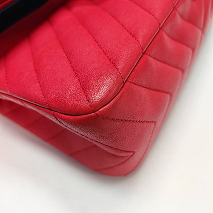 CHANEL 2.55 Small, red lamb skin, quilted V pattern, chain strap, gold hardware, size 23-(SKU)-971107723