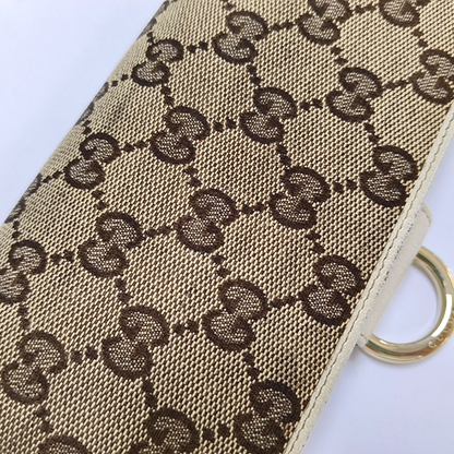 GUCCI Khaki Canvas Monogrammed Wallet Golden hardware-(SKU)-956740009