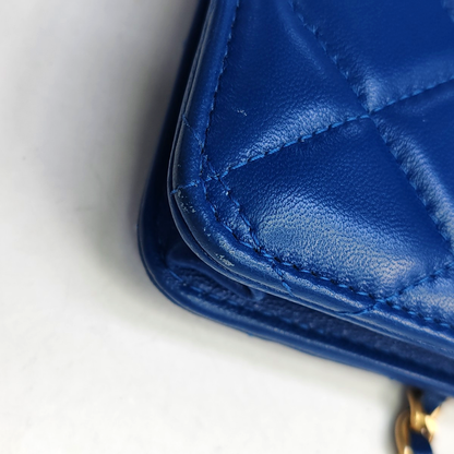 CHANEL WOC Blue Calfskin Quilted Diamond Pattern Crossbody Shoulder Bag Silver Hardware 30 Clasp-(SKU)-949176648