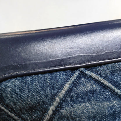 CHANEL GABRIELLE Small Deep Blue Denim Quilted Stitched Crossbody Shoulder Bag Gold and Silver Hardware 29 Opening Detachable Strap-(SKU)-970038091