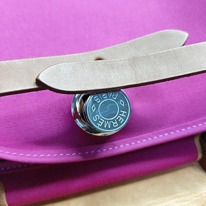 HERMÈS Herbag 31 Magnolia Pink Canvas Shoulder Bag, Tote, and Crossbody with Silver Hardware Z, Detachable Strap-(SKU)-968659072