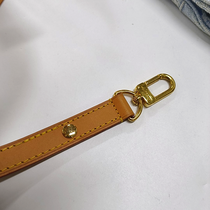 LOUIS VUITTON LOOP Light Blue Denim Monogram Embroidered Crescent Bag Crossbody Shoulder Bag Gold Hardware 2 Removable Straps-(SKU)-961361306