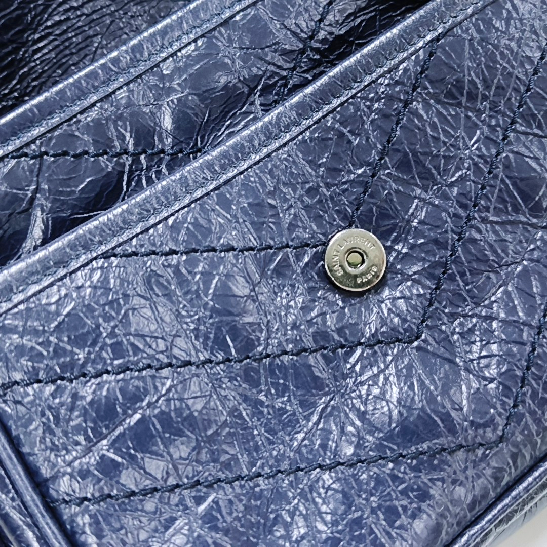 YSL NIKI Small Size Dark Blue Calf Leather Quilted V-Stitch Single Shoulder Bag Crossbody Bag Palladium Hardware-(SKU)-932669743