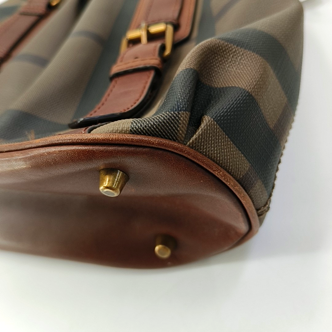 BURBERRY Northfield Brown Coated Canvas Single Shoulder Bag Handbag Crossbody Bag Golden hardware-(SKU)-959101361