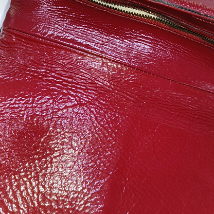 TOD'S Burgundy Patent Leather Quilted Single Shoulder Bag Ruthenium color hardware Removable shoulder strap-(SKU)-931990253