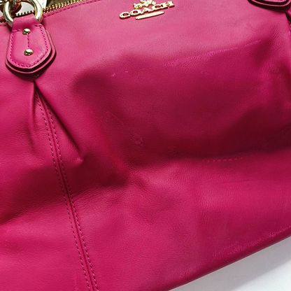 COACH Colette Fuchsia Leather Shoulder Tote Crossbody Bag Golden hardware Removable shoulder strap-(SKU)-931965984