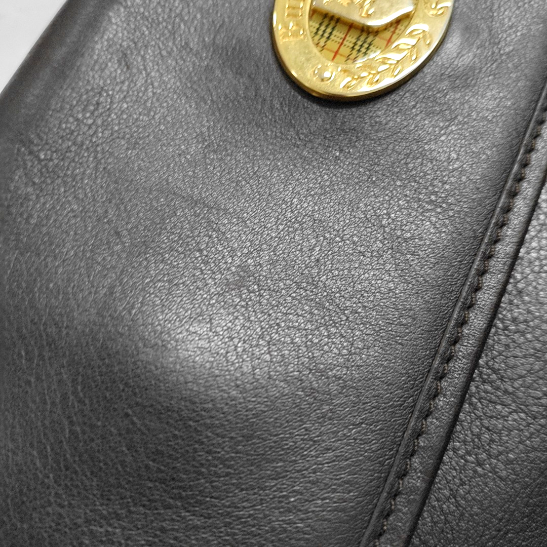 BURBERRY Dark brown leather single shoulder bag handbag crossbody Golden hardware Removable shoulder strap-(SKU)-14375152