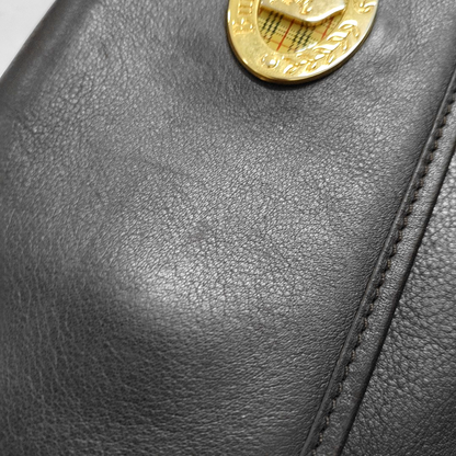 BURBERRY Dark brown leather single shoulder bag handbag crossbody Golden hardware Removable shoulder strap-(SKU)-14375152
