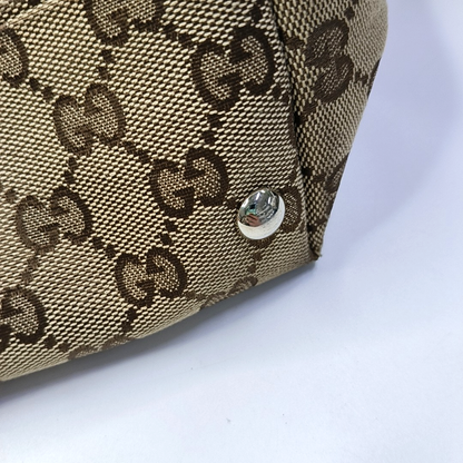 GUCCI Babouska Khaki canvas monogram crossbody bag, handbag Silver Hardware-(SKU)-958404540