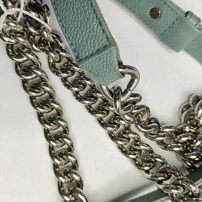CHANEL BOY CHANEL Medium Green Calfskin Quilted Cannage Single Shoulder Bag, Crossbody Bag with Detachable Strap and Gold/Silver Hardware-(SKU)-969449479