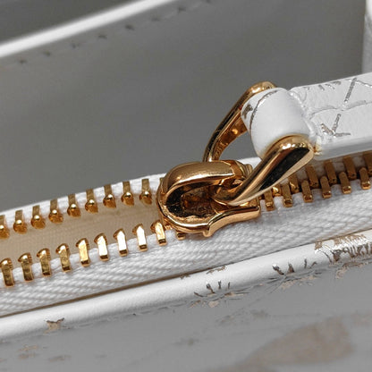 DIOR Miss Caro Mini White Leather Printed Crossbody Bag Single Shoulder Bag Golden White Hardware Removable Shoulder Strap-(SKU)-969767910