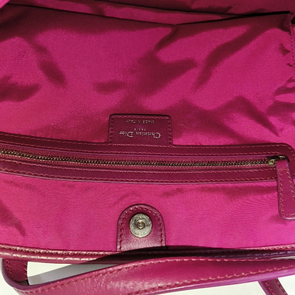 DIOR Panarea Cerise Coated Canvas Weave Pattern Jacquard Single Shoulder Bag Handbag Silver Hardware-(SKU)-954096914