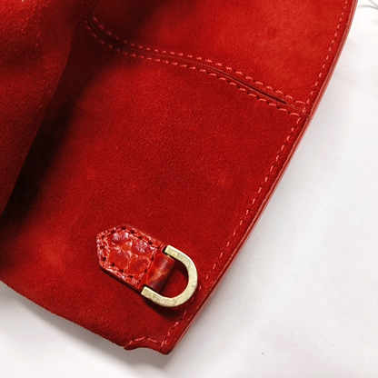 Alexander Wang Marion Orange-red suede rivet crocodile-pattern shoulder bag/crossbody bag Golden hardware Removable shoulder strap-(SKU)-928445182