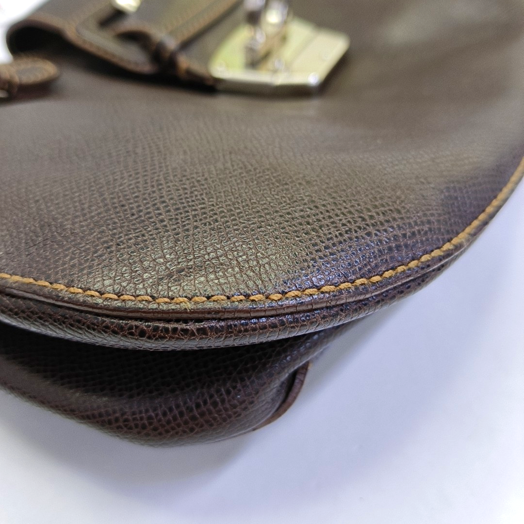 FERRAGAMO Deep brown cowhide single shoulder bag Silver Hardware-(SKU)-944080501