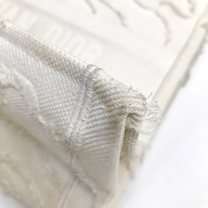 DIOR Book Tote Medium White Canvas Embroidered Tote Bag-(SKU)-945787437
