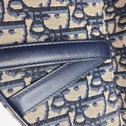 DIOR Saddle Mini Blue Canvas Monogram Saddle Bag Crossbody Shoulder Bag with Gold Hardware, Detachable Strap, Complete Accessories-(SKU)-967687563