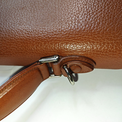 BURBERRY Brown Cowhide Handbag Silver Hardware-(SKU)-14318361