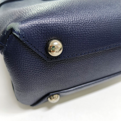 BURBERRY The Banner Small size Navy Blue Cowhide Shoulder Bag Tote Crossbody Silver Hardware-(SKU)-950330080