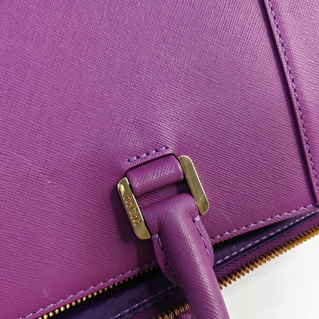 MCM NUOVO Purple Leather Crossbody Handbag Single Shoulder Bag Golden hardware Removable shoulder strap-(SKU)-951703920