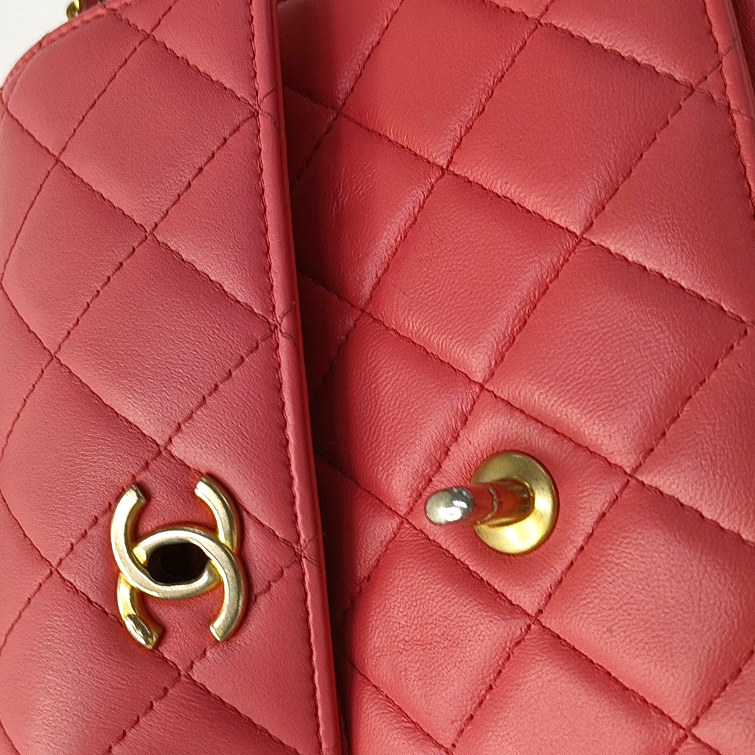 CHANEL TRENDY CC Pink Lamb Leather Quilted Shoulder Bag with Removable Strap-(SKU)-958650278