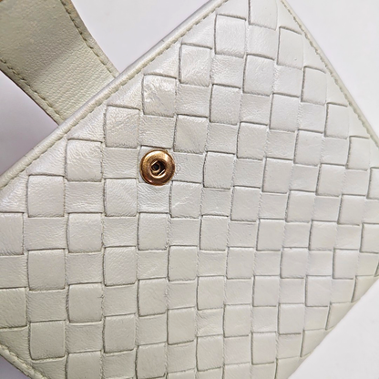 BOTTEGA VENETA White Cowhide Braided Wallet-(SKU)-945082548