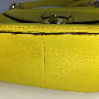 COACH WILLIS Yellow Leather Fringe Weaved Handbag Silver Hardware-(SKU)-937311657