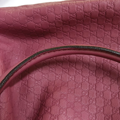 GUCCI Sukey Pink Cowhide Old Flower Embossed Handbag Golden hardware-(SKU)-948483016