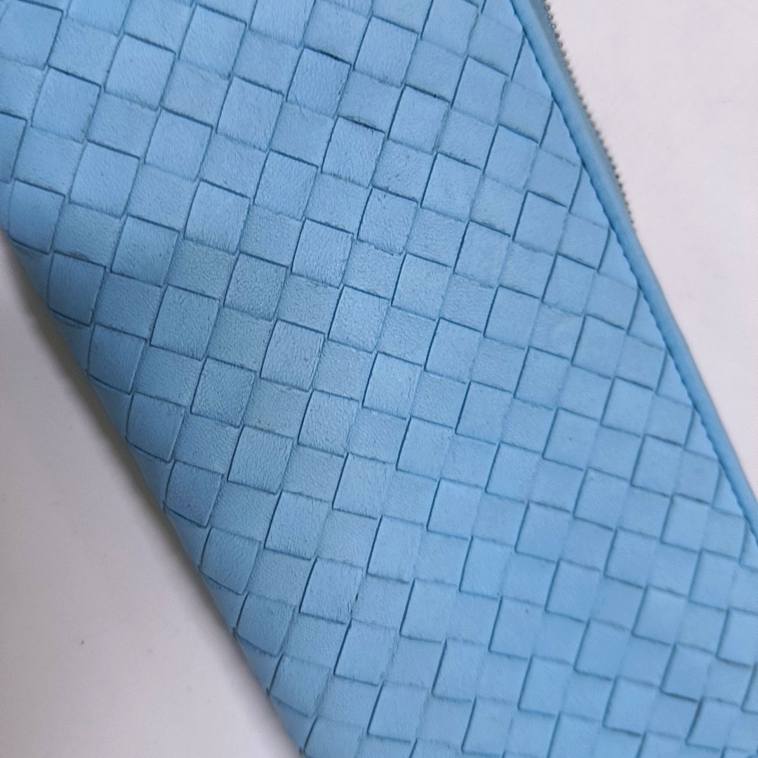 BOTTEGA VENETA Blue Cowhide Braided Wallet Ruthenium color hardware-(SKU)-942172044