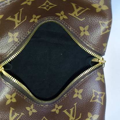 LOUIS VUITTON SQUARE brown coated canvas Monogram shoulder bag, handbag with silver hardware and detachable strap-(SKU)-945818598