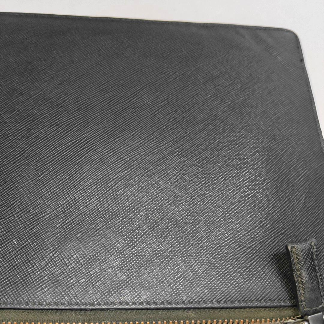 PRADA Black Cowhide Clutch Silver Hardware-(SKU)-942856907