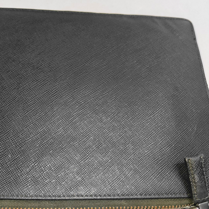 PRADA Black Cowhide Clutch Silver Hardware-(SKU)-942856907