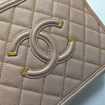 CHANEL FILIGREE Medium Beige Quilted Lambskin Shoulder Bag, Gold Hardware, 24 Flap-(SKU)-968247914