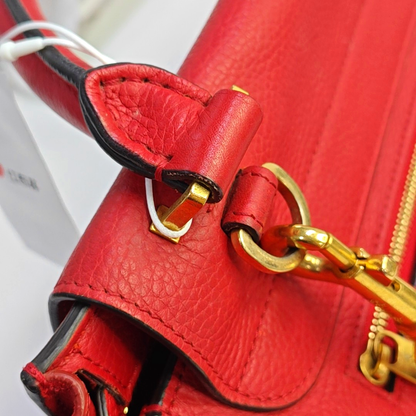 CELINE TRAPEZE Small size Red Leather Swing Bag Single Shoulder Bag Handbag Crossbody Golden hardware Removable shoulder strap-(SKU)-947188995