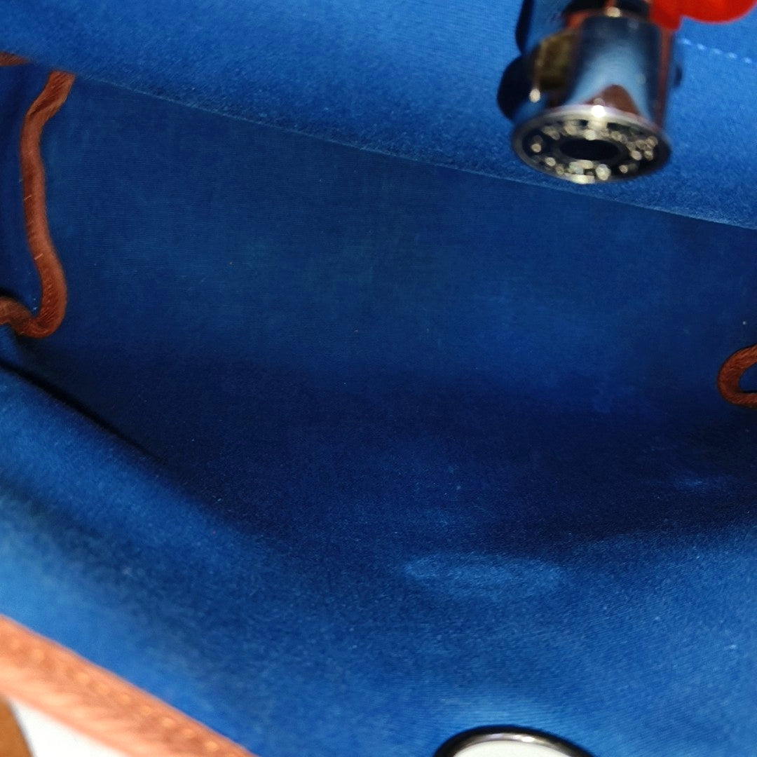 HERMÈS Herbag 31 Sea Blue Canvas Single Shoulder Bag Tote Bag Silver Hardware D Detachable Strap-(SKU)-969826701