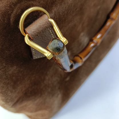 GUCCI Bamboo 1947 Dark Brown Cowhide Bamboo Handle Bamboo Handle Bag Single Shoulder Bag Golden hardware-(SKU)-941637943