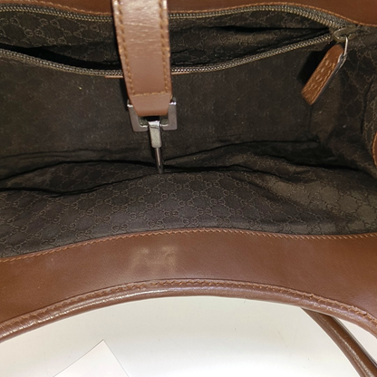 GUCCI Bardot Brown Canvas Handbag Silver Hardware-(SKU)-956549892