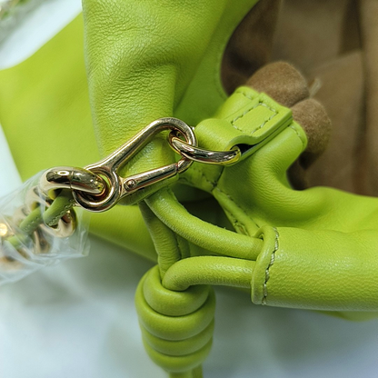 LOEWE Flamenco Purse Green Lamb Skin Crossbody Shoulder Bag Handbag Gold Hardware 2 Removable Straps-(SKU)-960343702