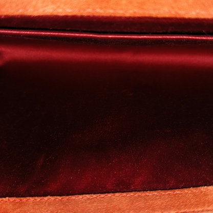 YSL BELLE JOUR Orange Leather Embossed Clutch Silver Hardware-(SKU)-13794790