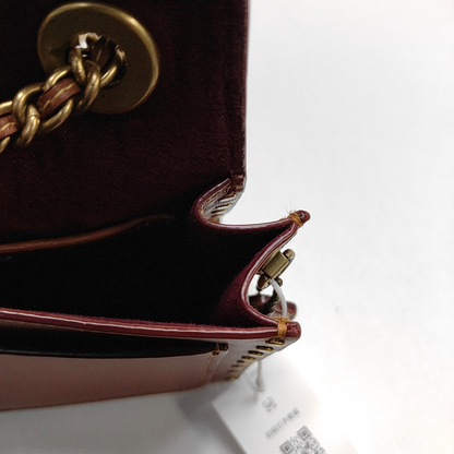 COACH PARKER 18 Brown Coated Canvas Monogrammed Studs Crossbody Shoulder Bag Golden hardware-(SKU)-944285676