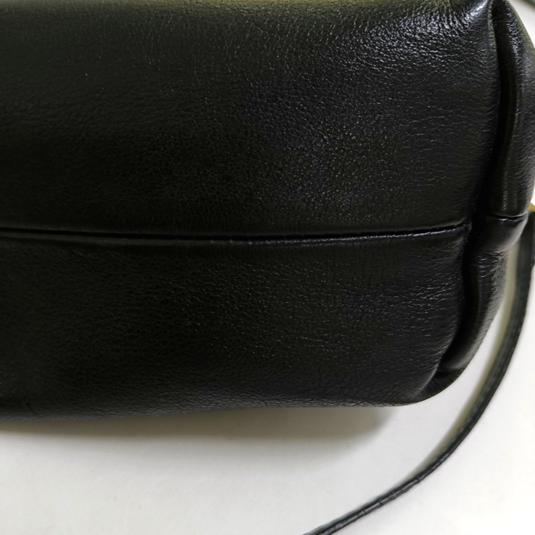 BURBERRY Black Leather Crossbody Bag Single Shoulder Bag Golden hardware Removable shoulder strap-(SKU)-947151988