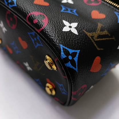 LOUIS VUITTON NICE Small Size Black Coated Canvas Printed Shoulder Bag, Tote Bag, Crossbody Bag with Golden Hardware and Detachable Strap-(SKU)-956355268