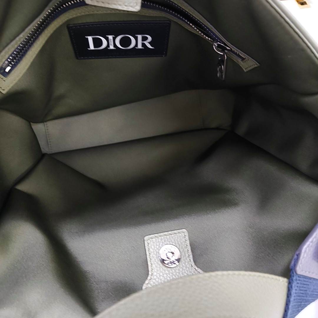DIOR Dior And Sacal Green Nylon Saddle Bag Single Shoulder Bag Gray Hardware Removable Strap-(SKU)-959664261