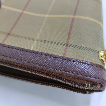 BURBERRY Light Green Canvas Clutch Brown Hardware-(SKU)-959766282