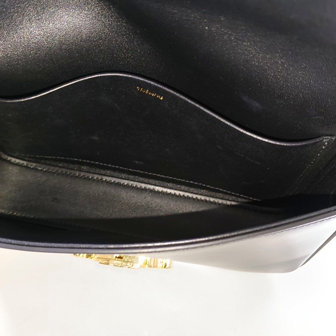 CELINE TRIOMPHE Black Leather Single Shoulder Bag with Gold Hardware-(SKU)-966416855