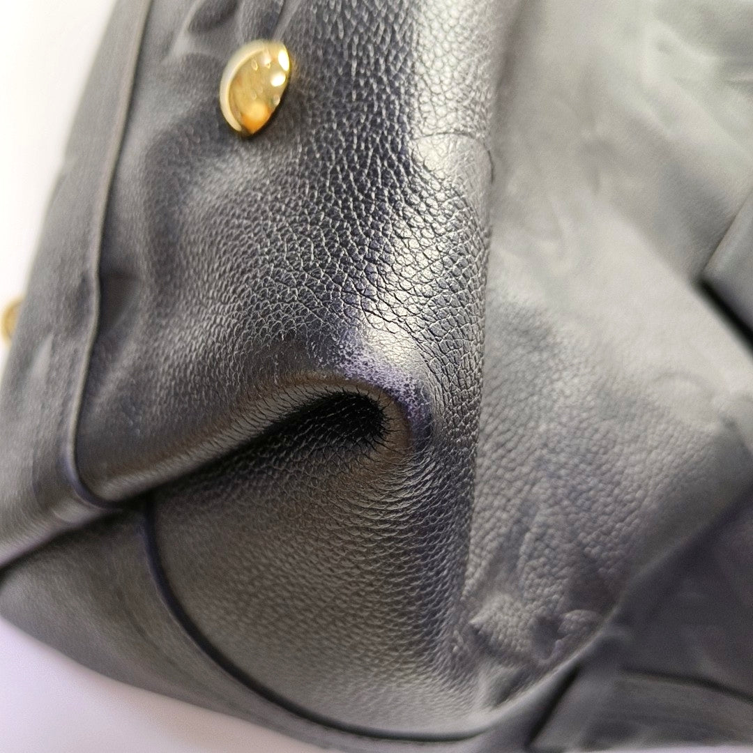 LOUIS VUITTON CARRYALL Medium Black Leather Monogram Crinkle Samurai Shoulder Bag Tote with Gold Hardware and Removable Strap-(SKU)-963988970