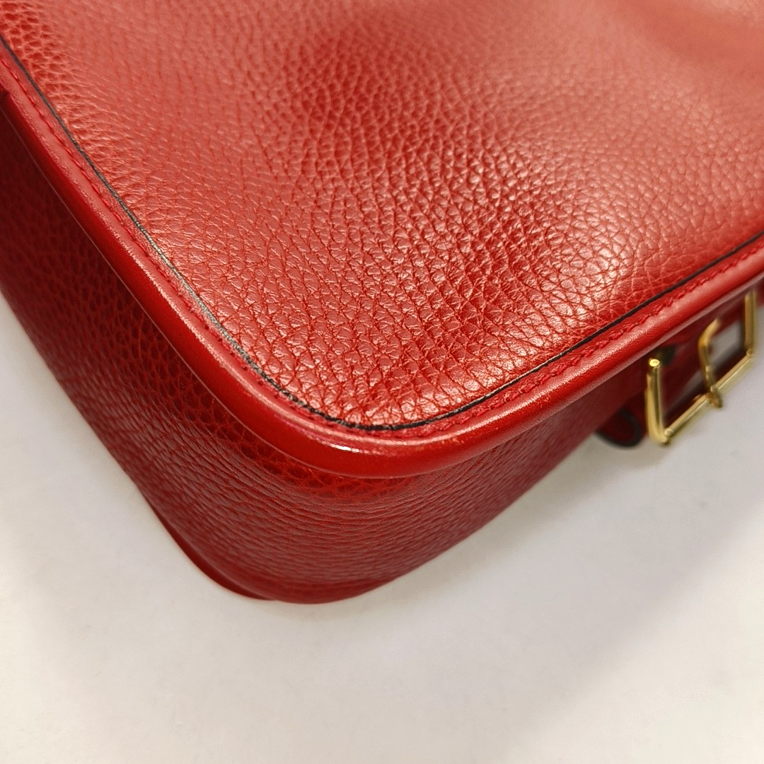 CELINE Red Leather Crossbody Bag Golden hardware-(SKU)-959494313